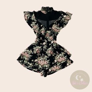 a’ gaci Jumpsuit In Flowered Short Pant Style With Transparency And Ruffles